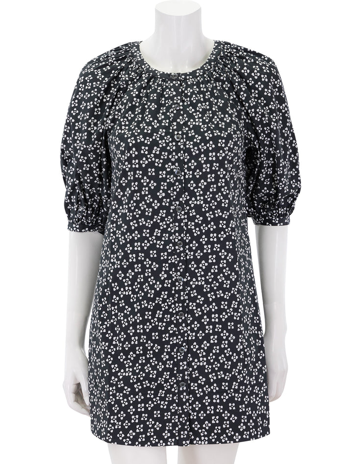 vincent mini dress in black woodblock floral