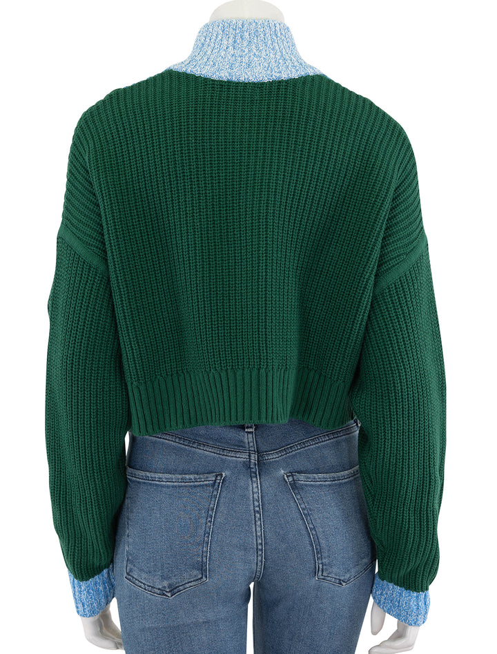 cropped hampton sweater in jungle, sky, and ivory