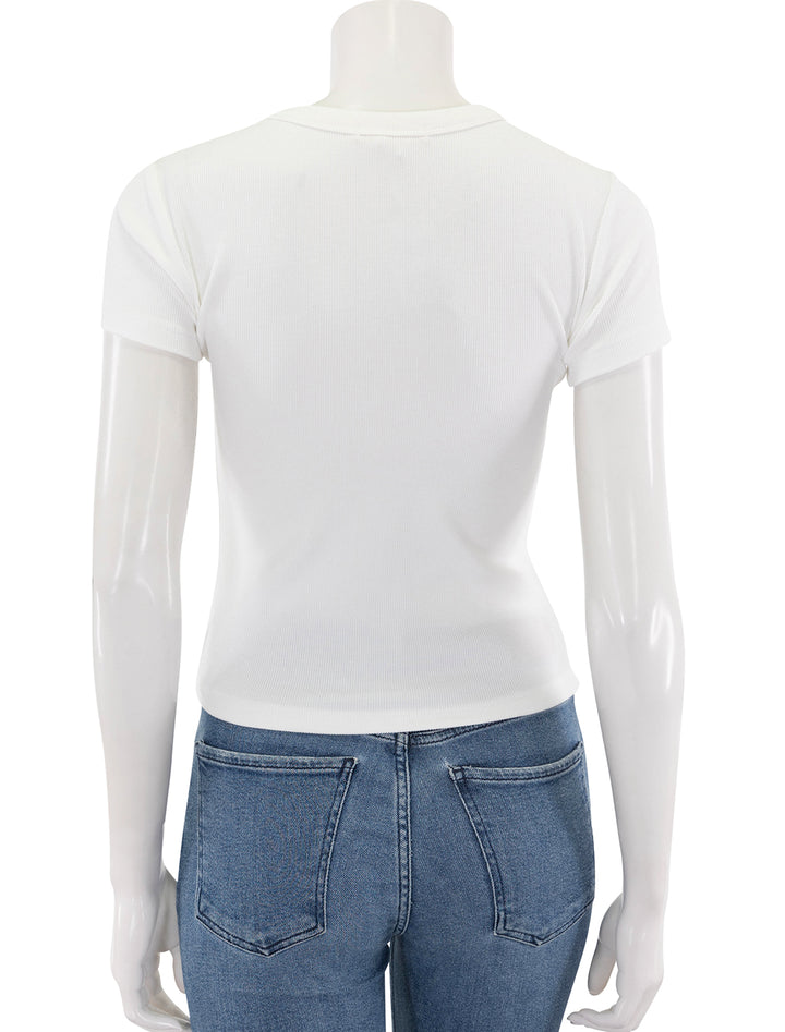 back view of lexi rib sun-in crew tee in antique whte