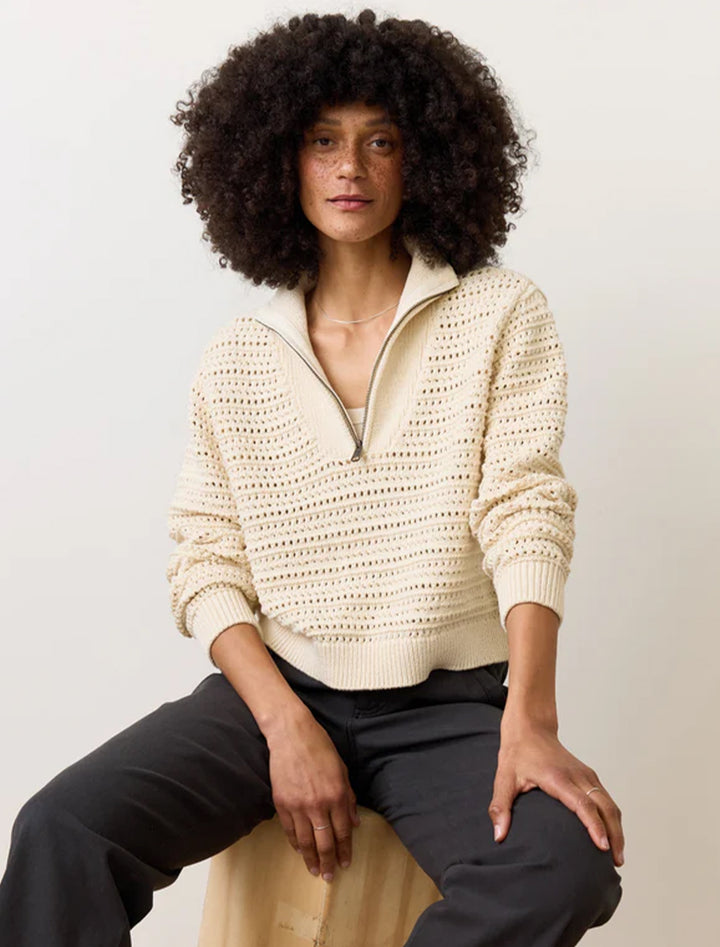 montecito quarter zip sweater in cream