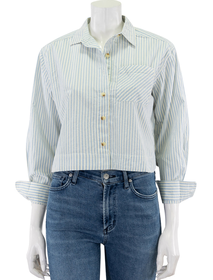 cali poplin cropped shirt in harbor stripe