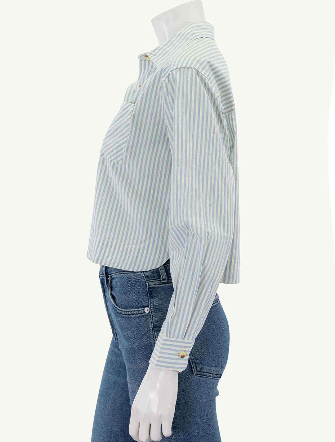 cali poplin cropped shirt in harbor stripe