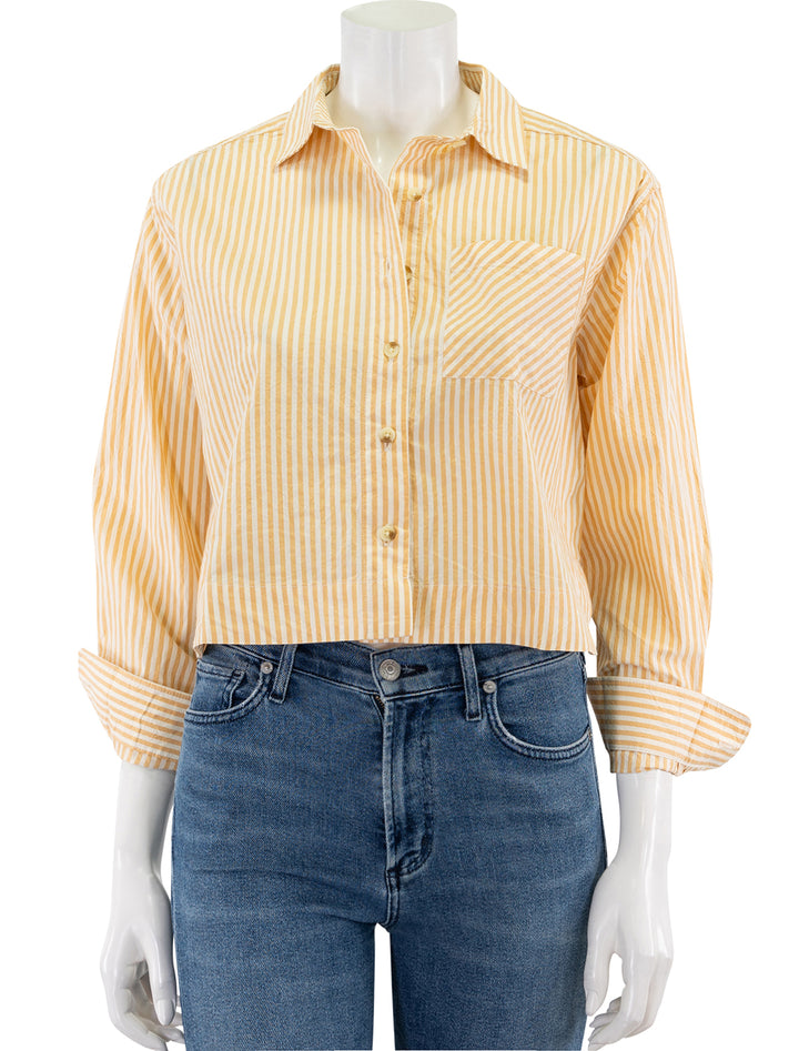 cali poplin cropped shirt in marigold stripe