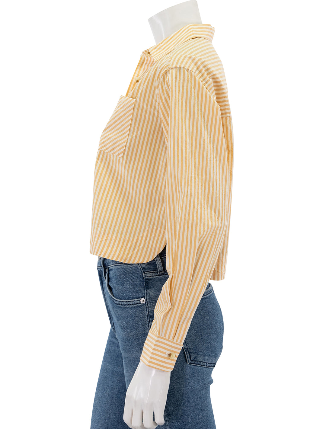 cali poplin cropped shirt in marigold stripe