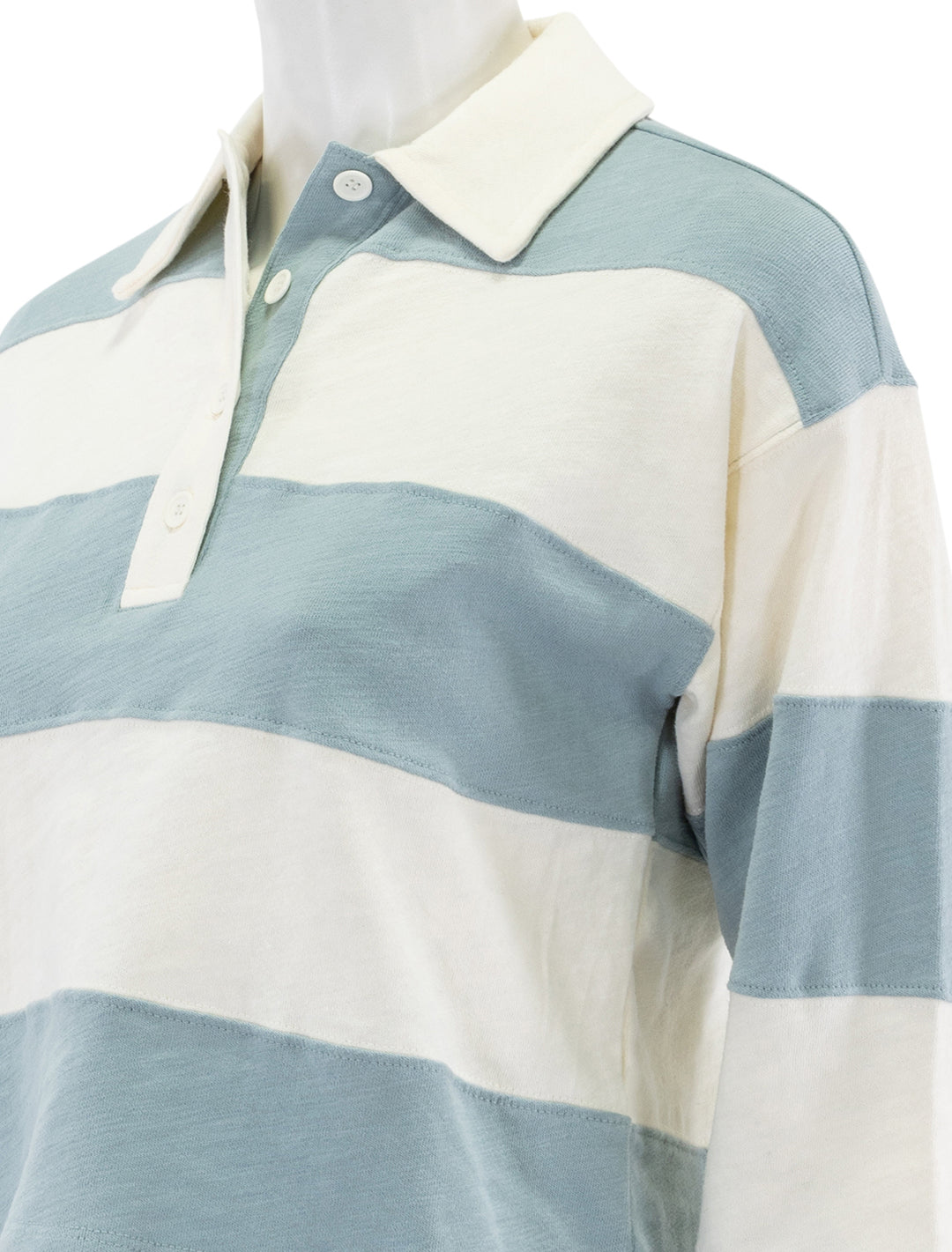 rugby crop polo in faded aqua stripe