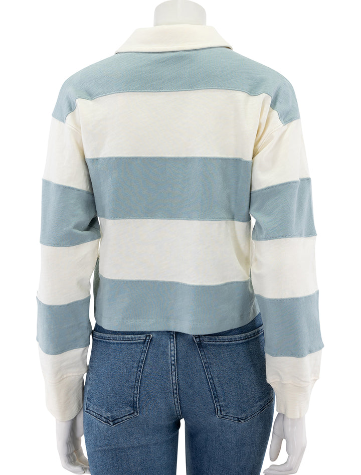 rugby crop polo in faded aqua stripe