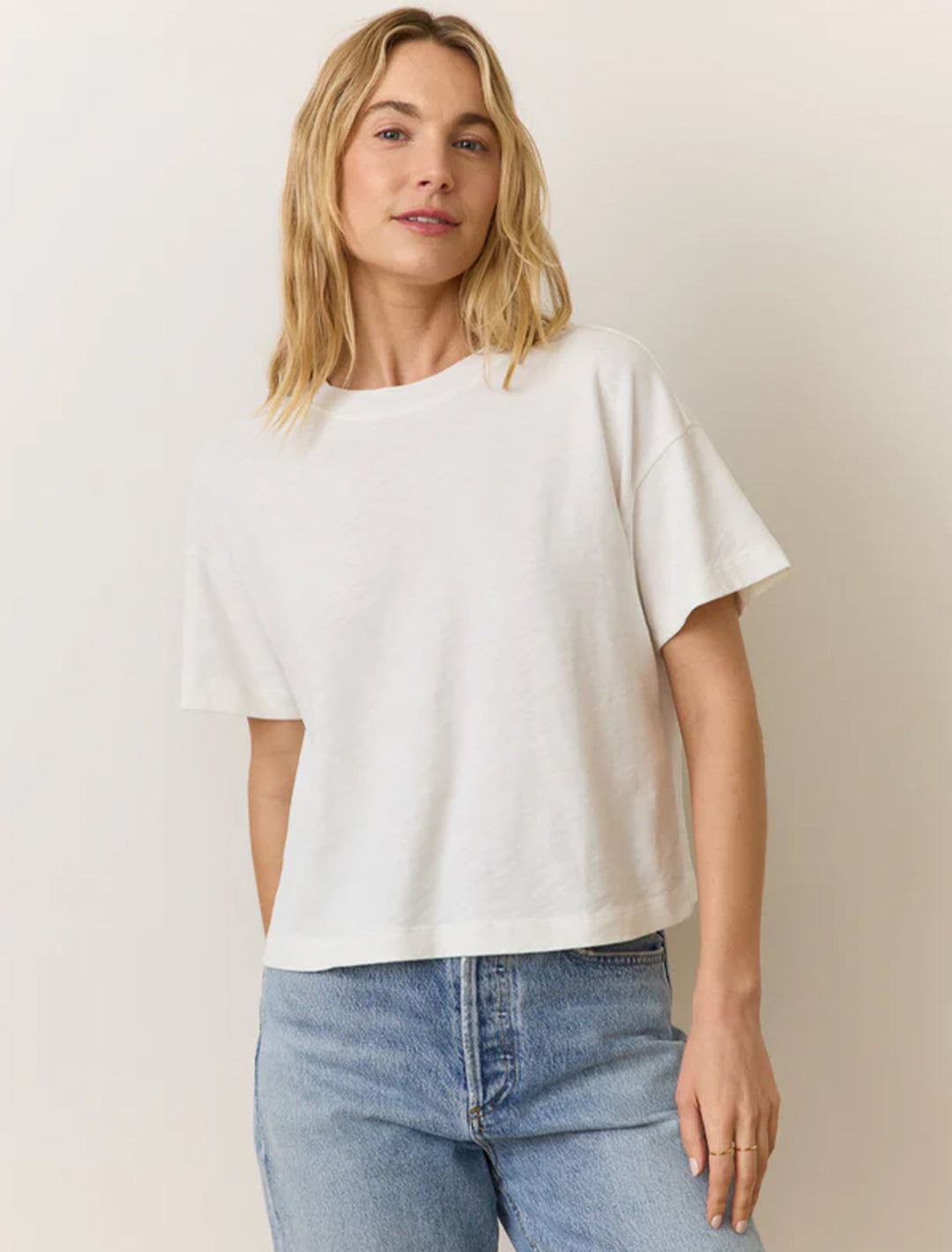 vintage slub crop tee in bright white