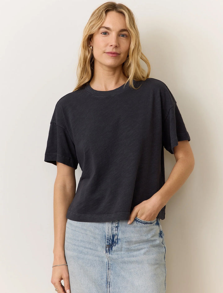 vintage slub crop tee in soft black