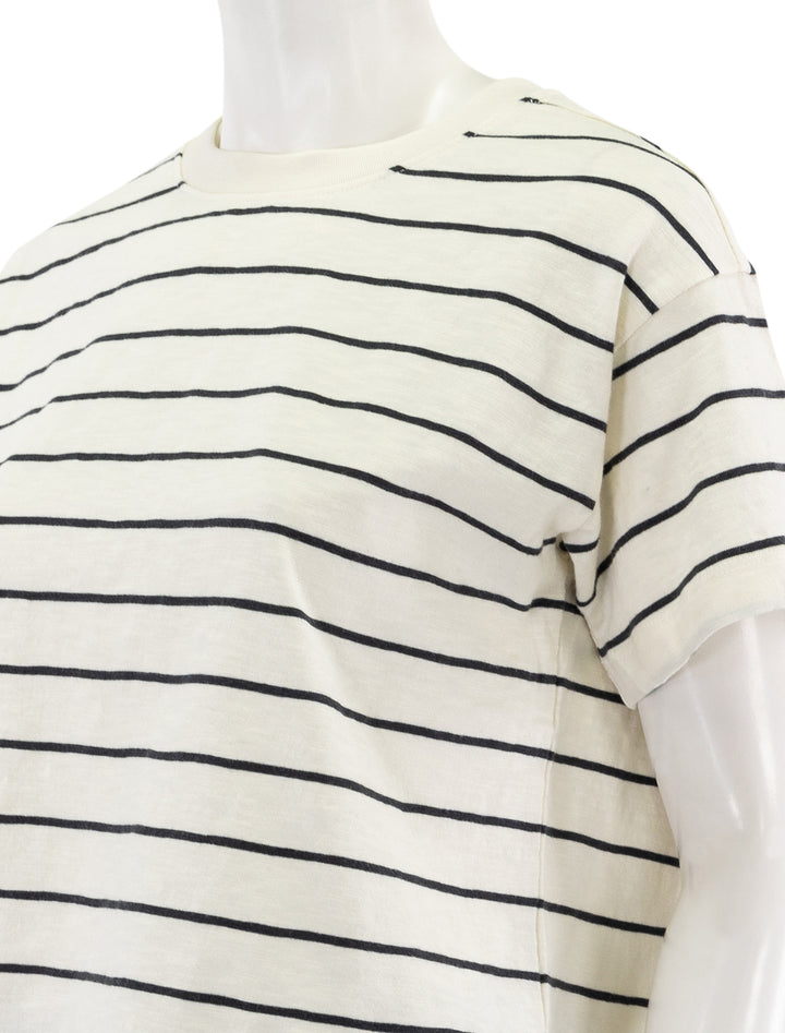 vintage slub crop tee in white and black stripe