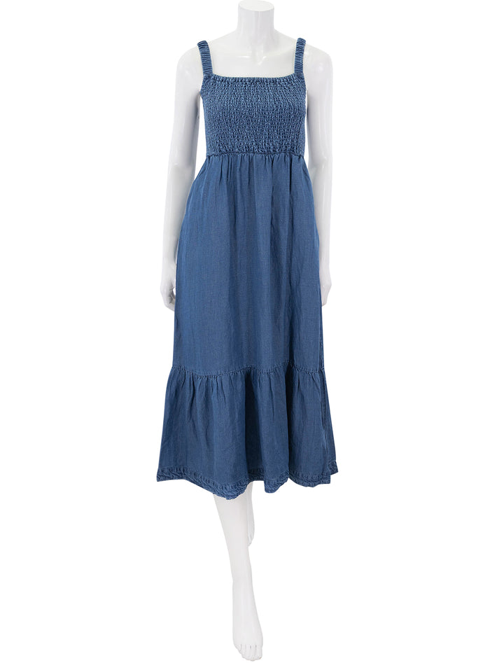 selene maxi dress in medium wash denim