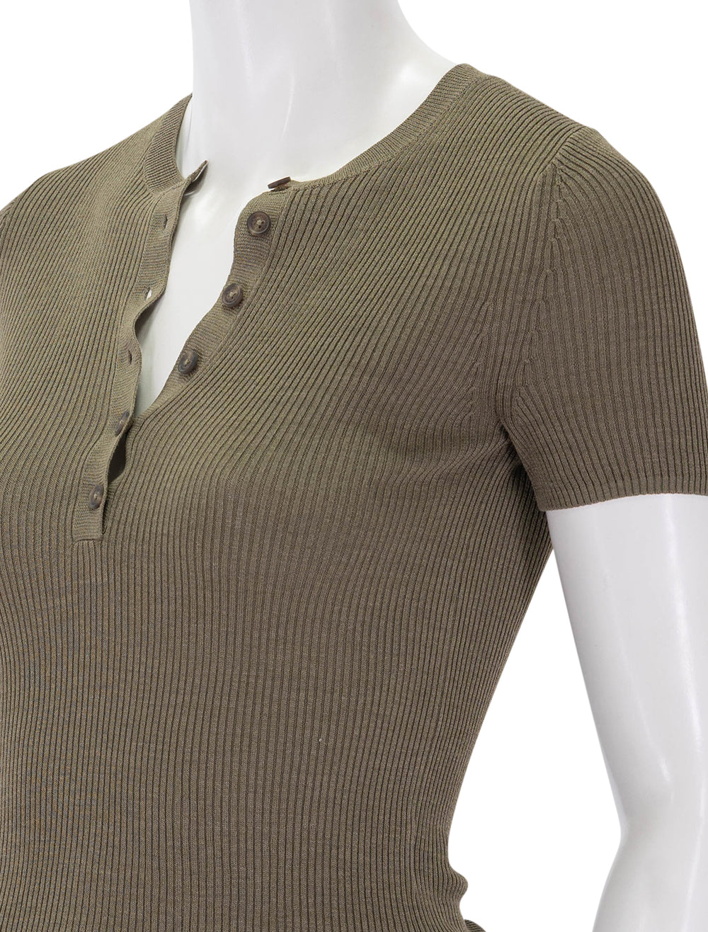 close up view of francene sweater in military green