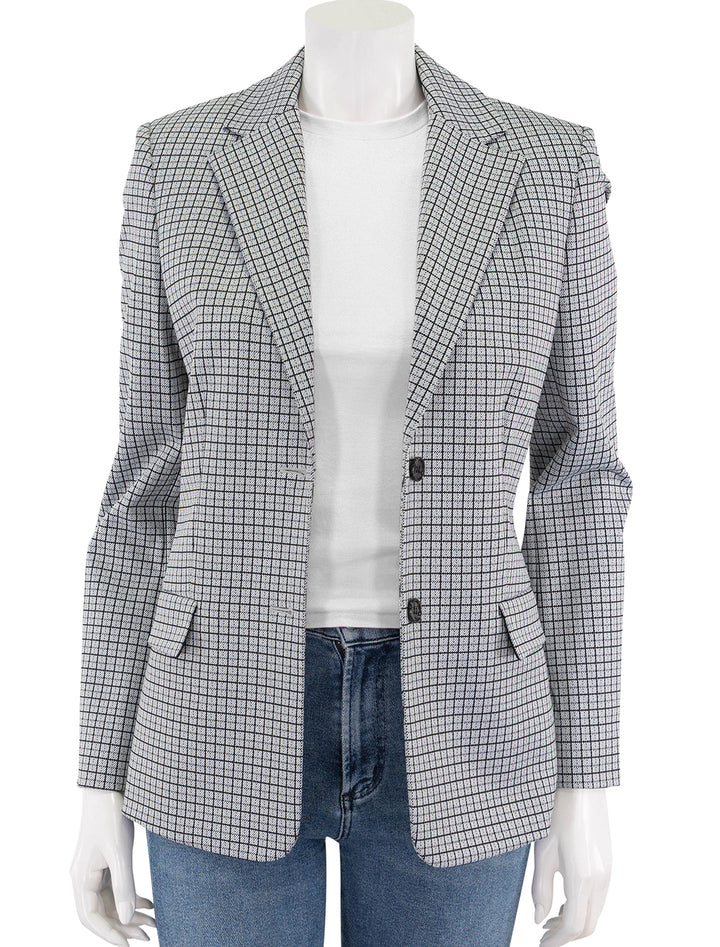 two button blazer in fog multi grid