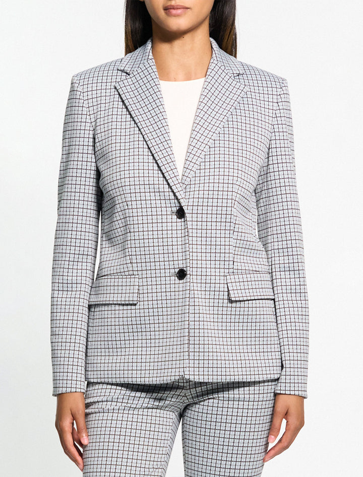 two button blazer in fog multi grid