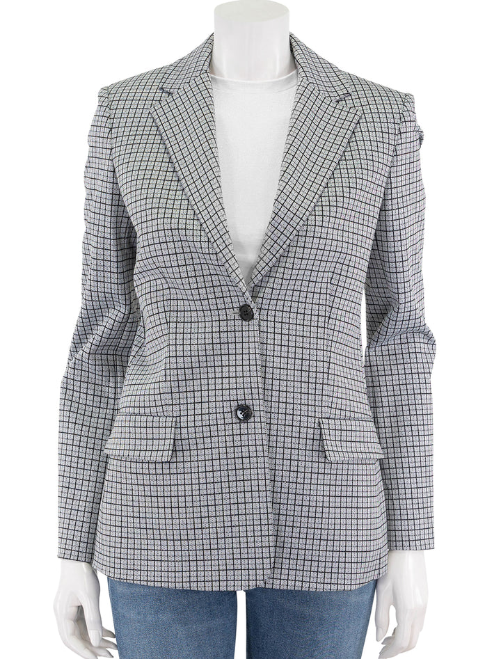 two button blazer in fog multi grid