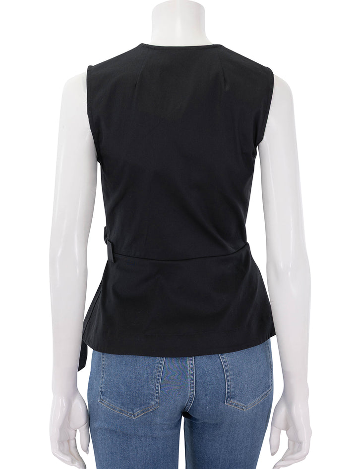 sleeveless vneck wrap top with in black