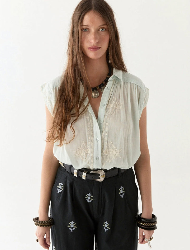 daisy twist mafalda blouse in azzuro