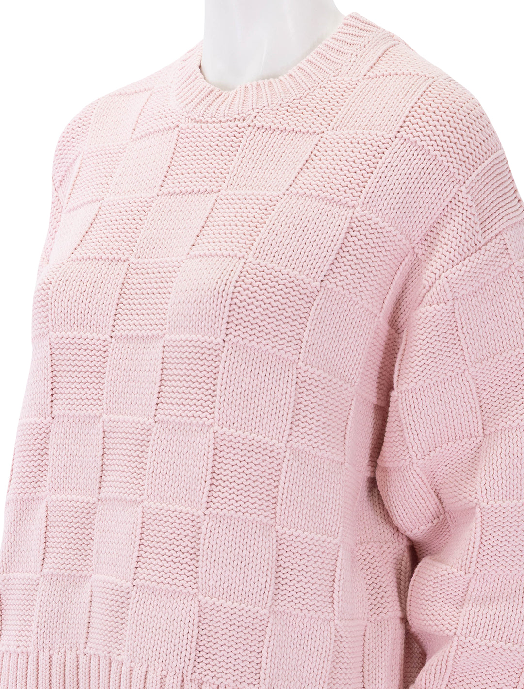 checker cozy crew in powder pink