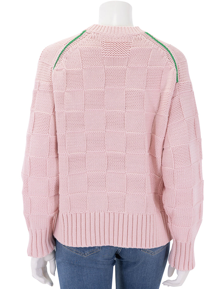 checker cozy crew in powder pink