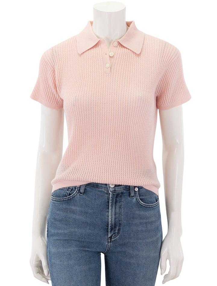 shrunken polo in powder pink cashmere