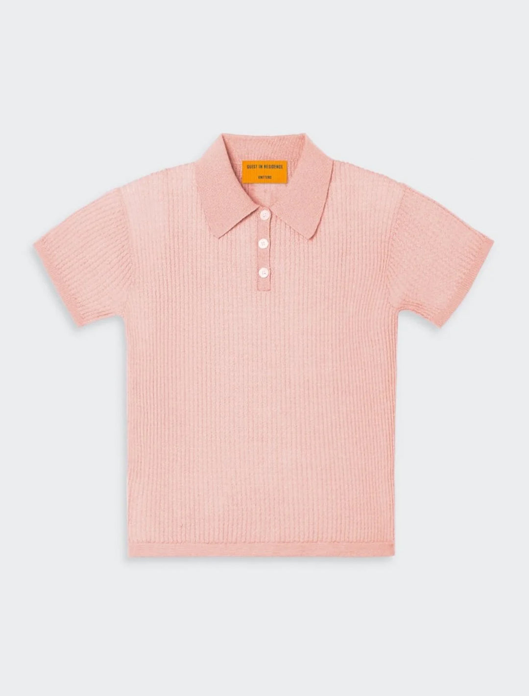 shrunken polo in powder pink cashmere