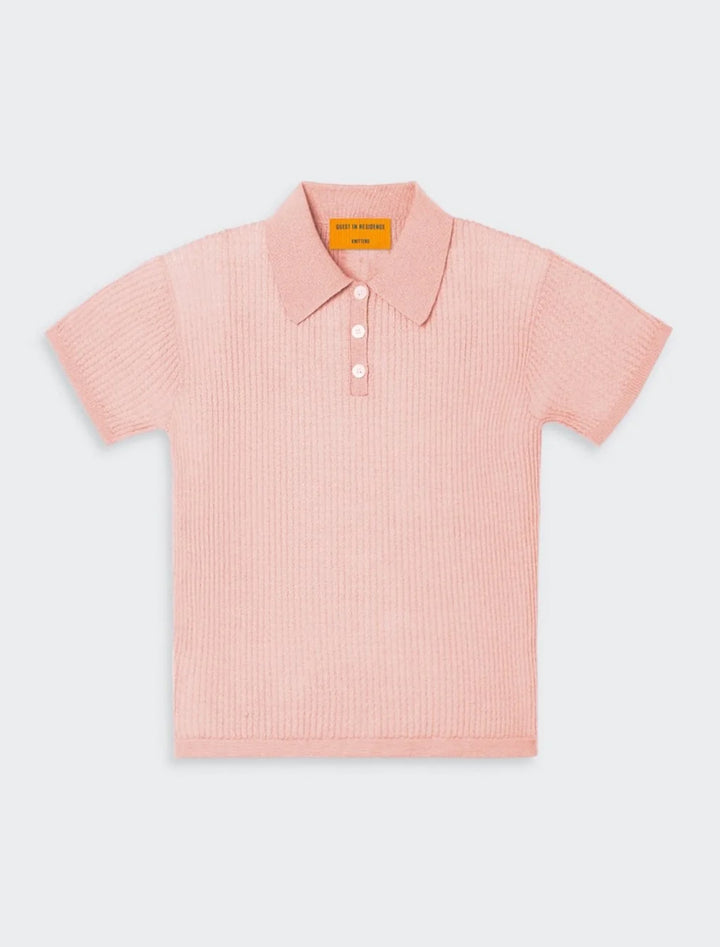 shrunken polo in powder pink cashmere