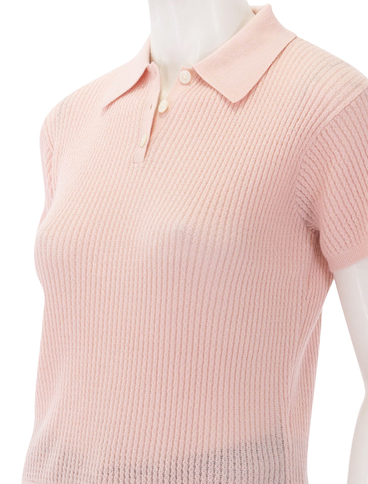 shrunken polo in powder pink cashmere