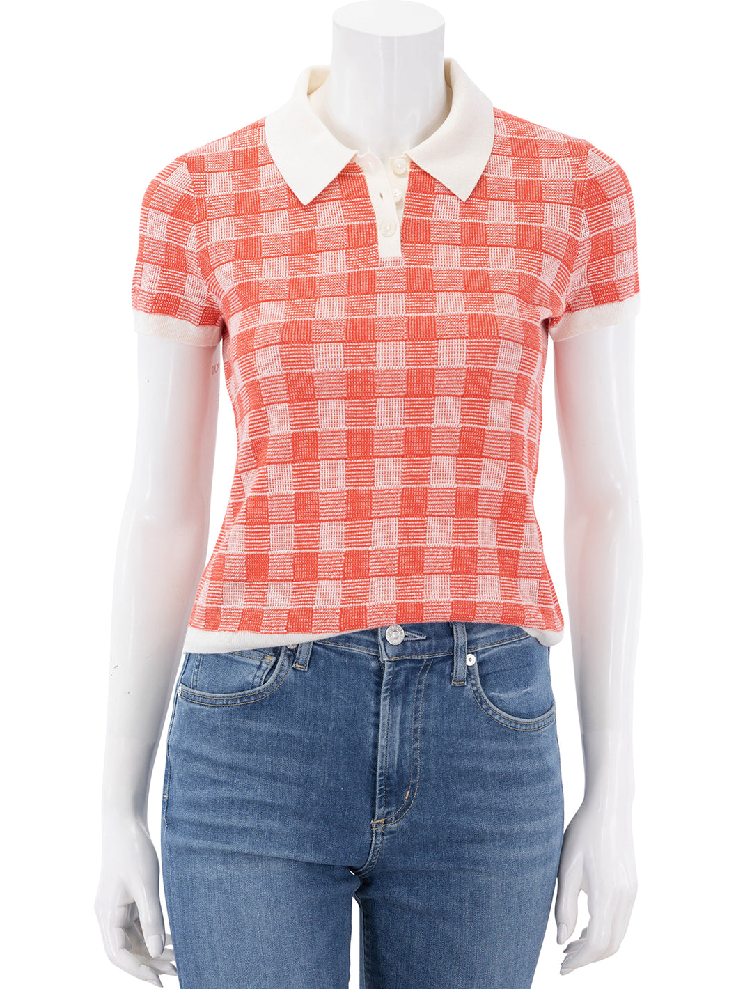 gingham shrunken polo in cherry combo