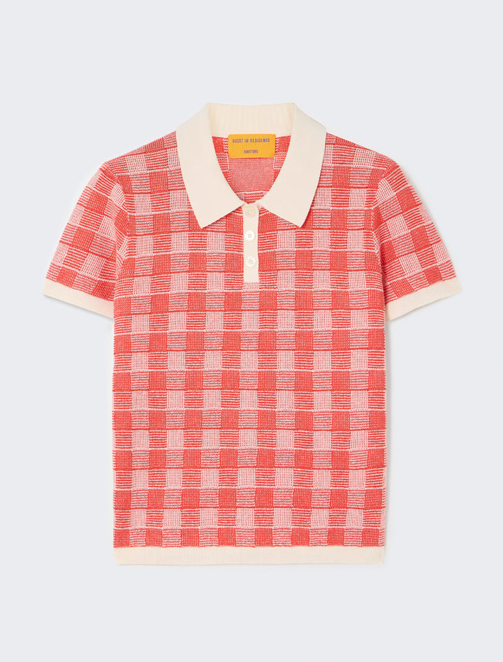 gingham shrunken polo in cherry combo