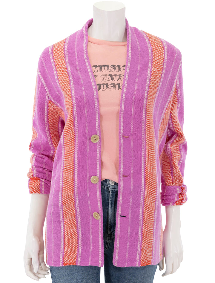 baja everywear cardigan in fuchsia combo