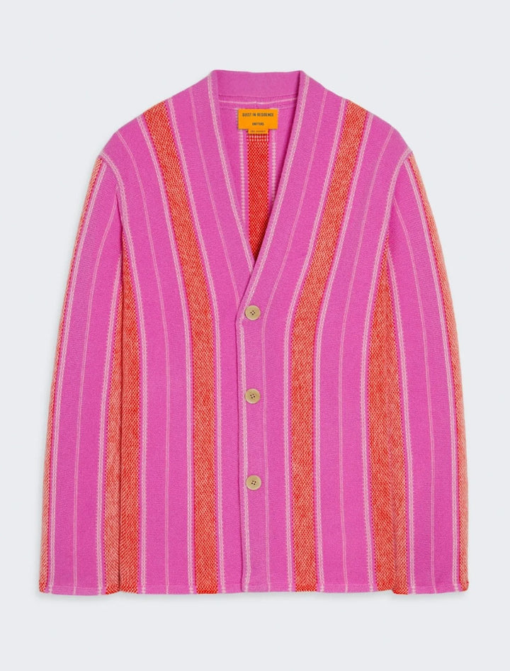 baja everywear cardigan in fuchsia combo