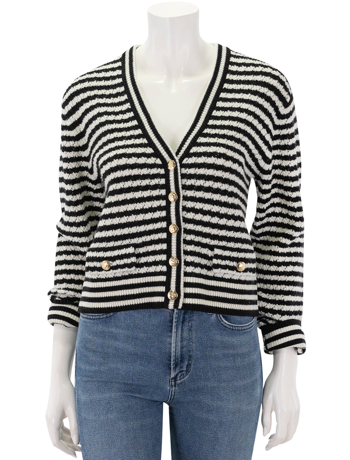 gwen cardigan in ivory and black stripe