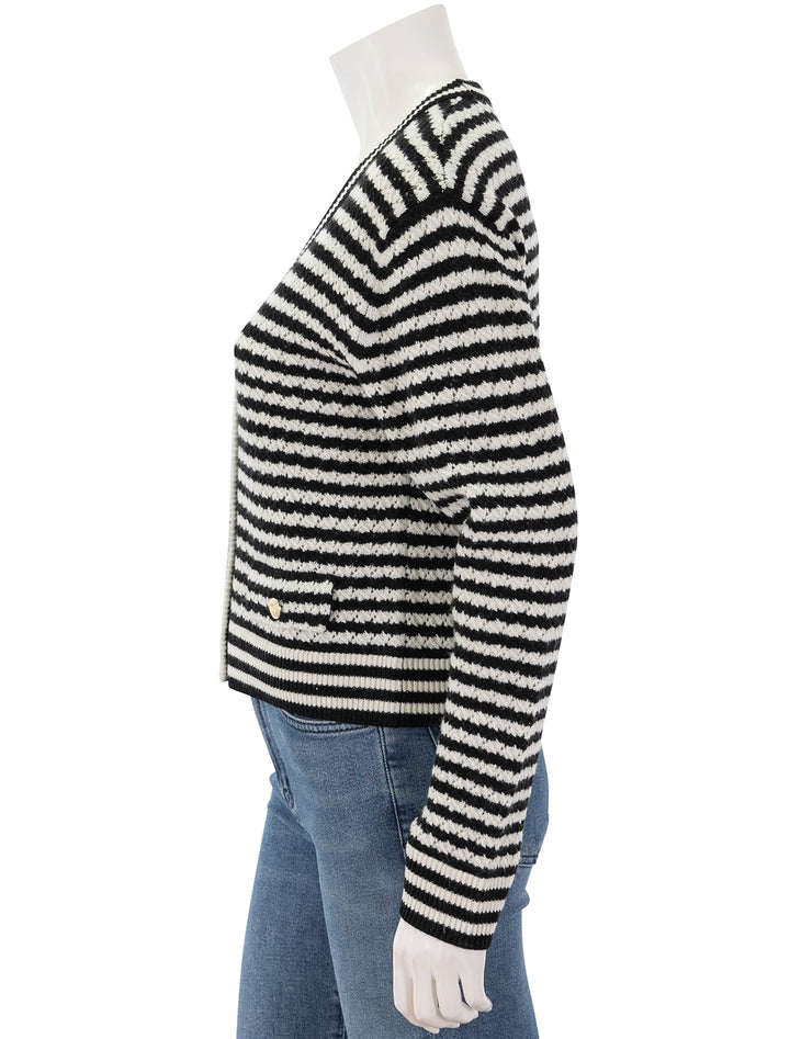 gwen cardigan in ivory and black stripe