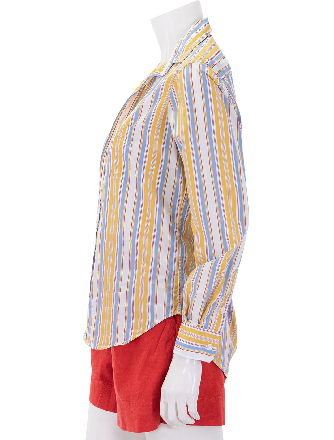 eileen in gold, red and blue stripe