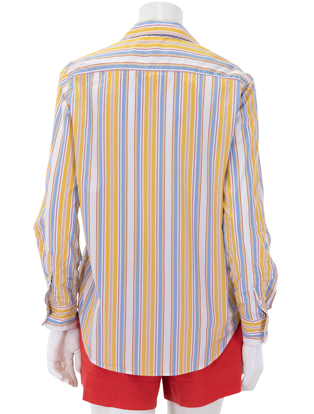 eileen in gold, red and blue stripe