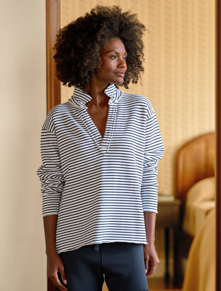 triple fleece patrick in white and british royal navy stripe