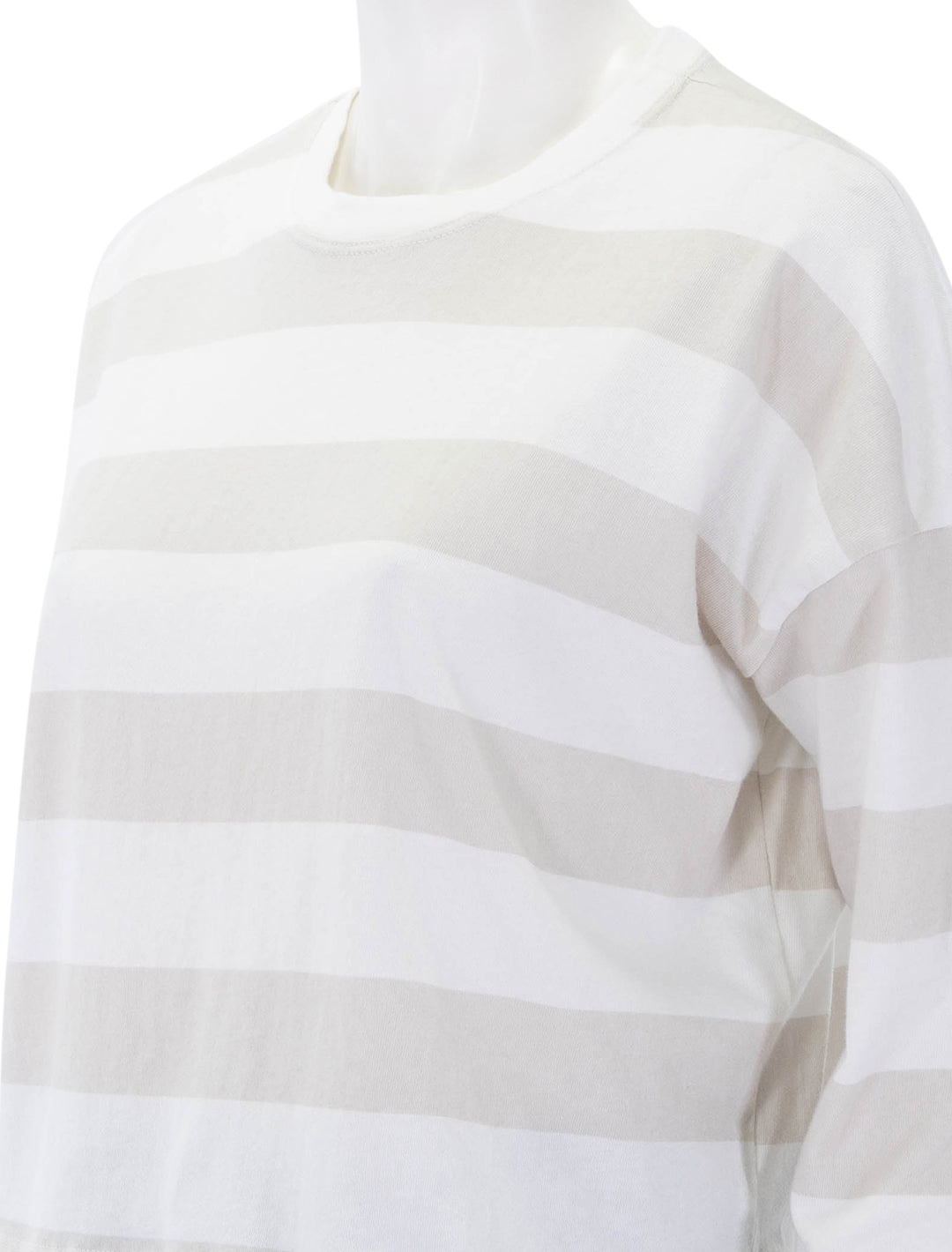 cropped long sleeve tee in grey and white stripe
