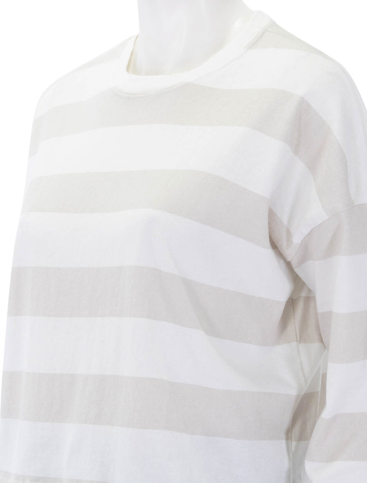 cropped long sleeve tee in grey and white stripe