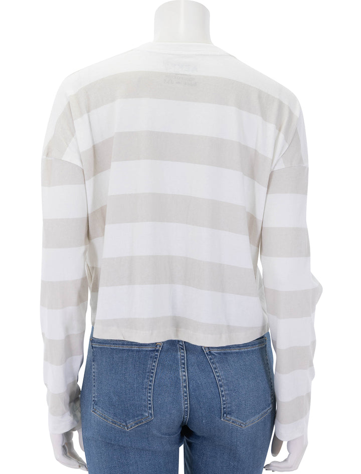 cropped long sleeve tee in grey and white stripe