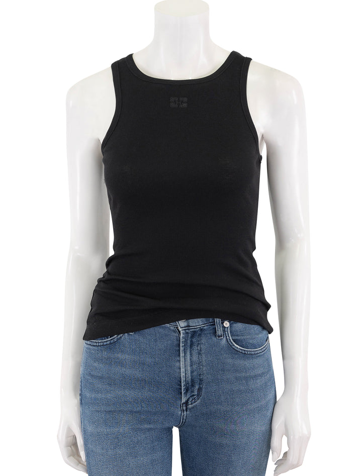 cotton rib logo tank in black