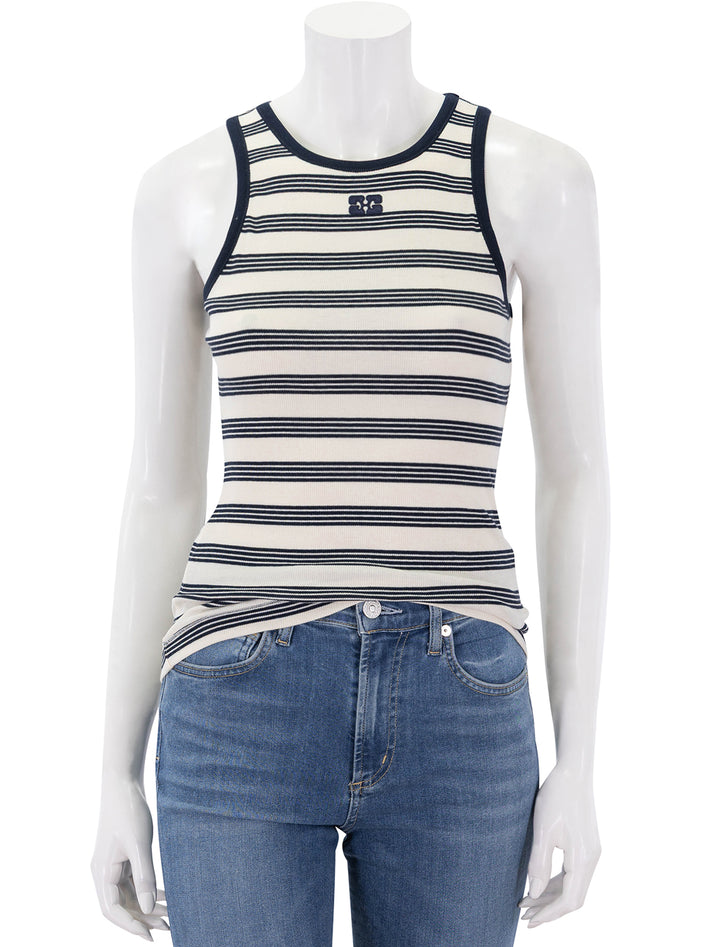 cotton rib tank in sky captain stripe