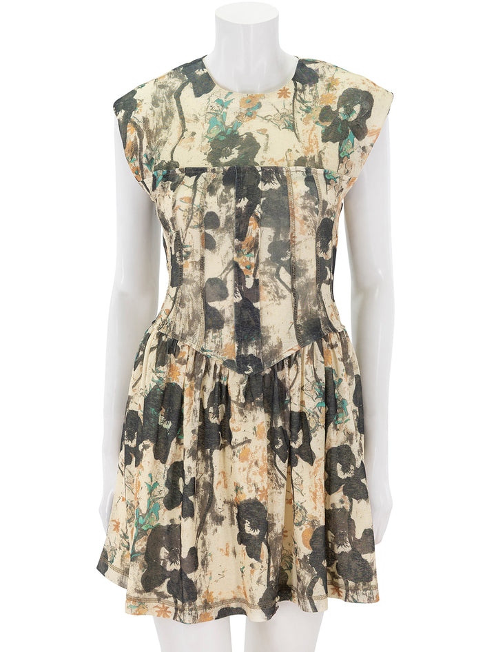 printed marl mesh corset mini dress in afterglow