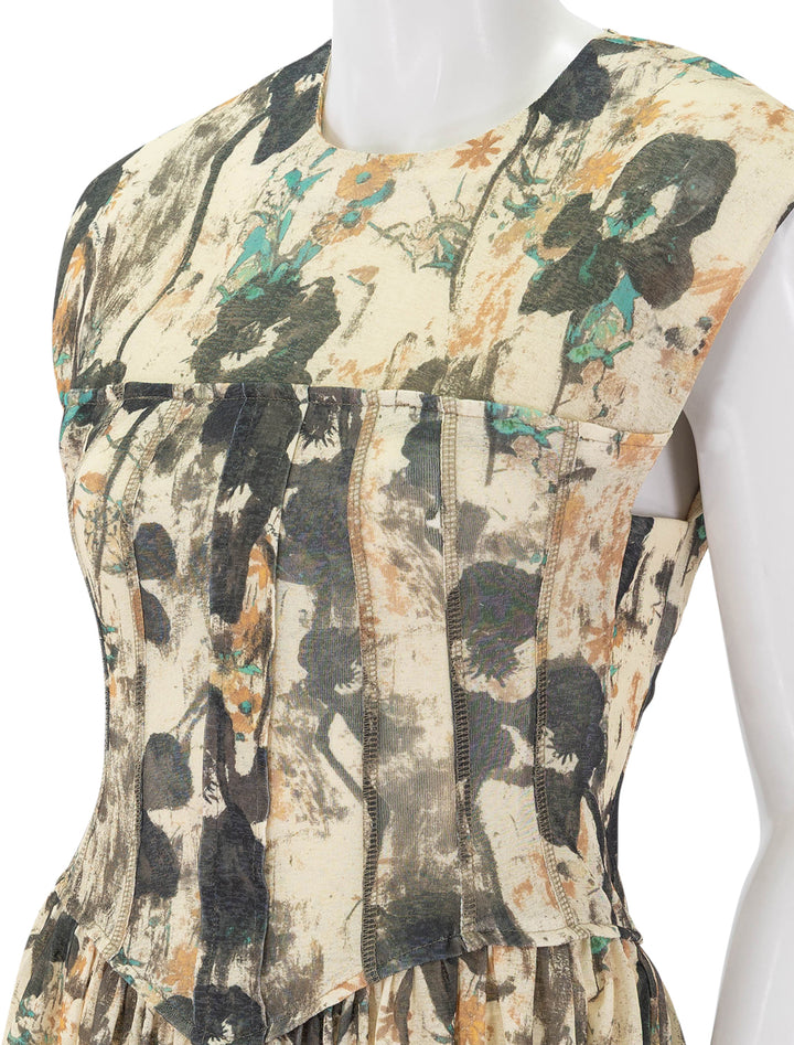 printed marl mesh corset mini dress in afterglow