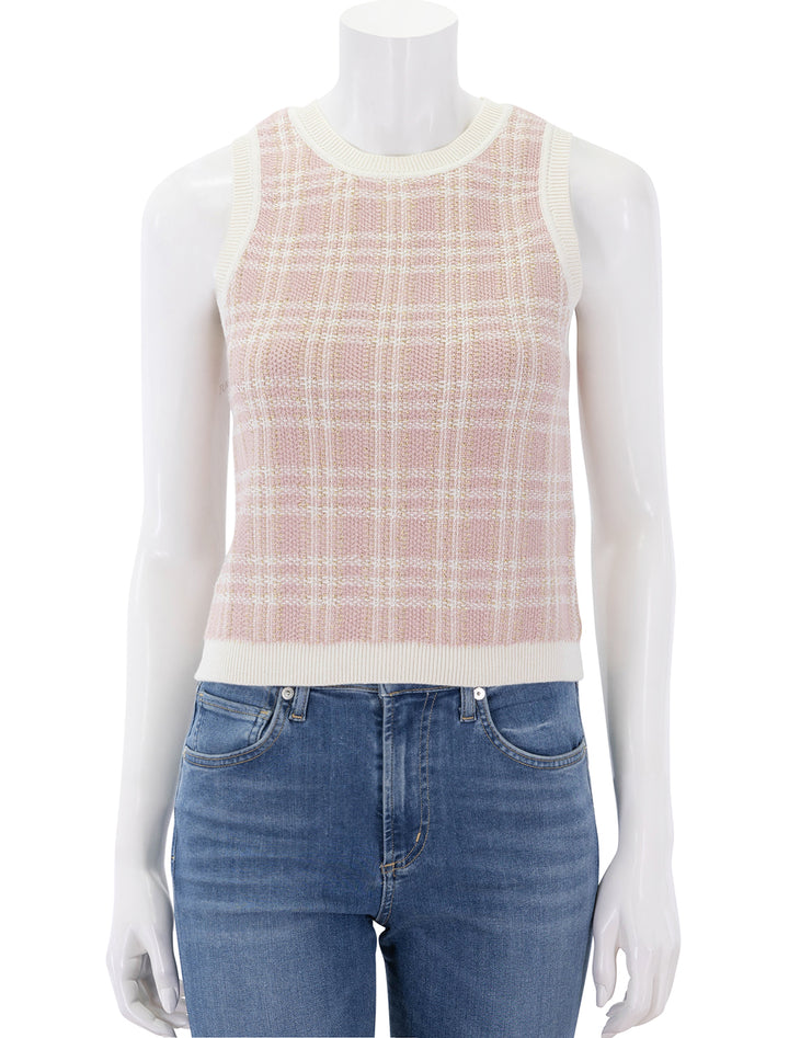 cropped jerrel knit tank in off white and pink clay