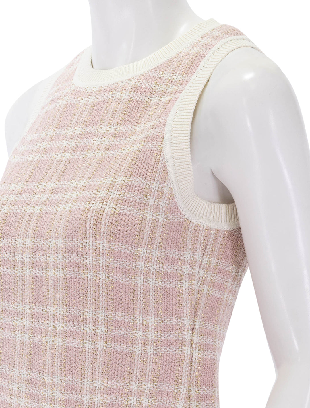 cropped jerrel knit tank in off white and pink clay