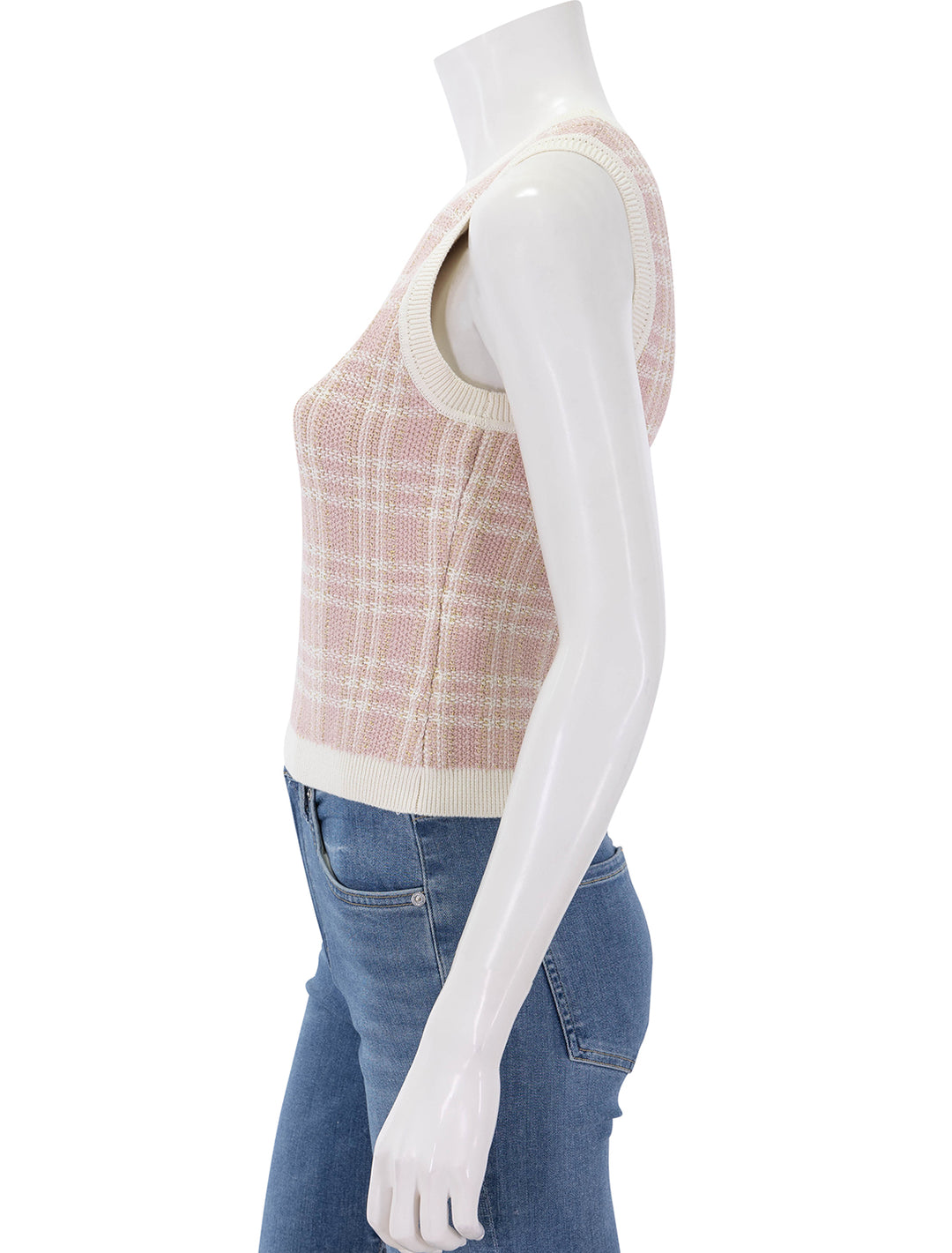 cropped jerrel knit tank in off white and pink clay