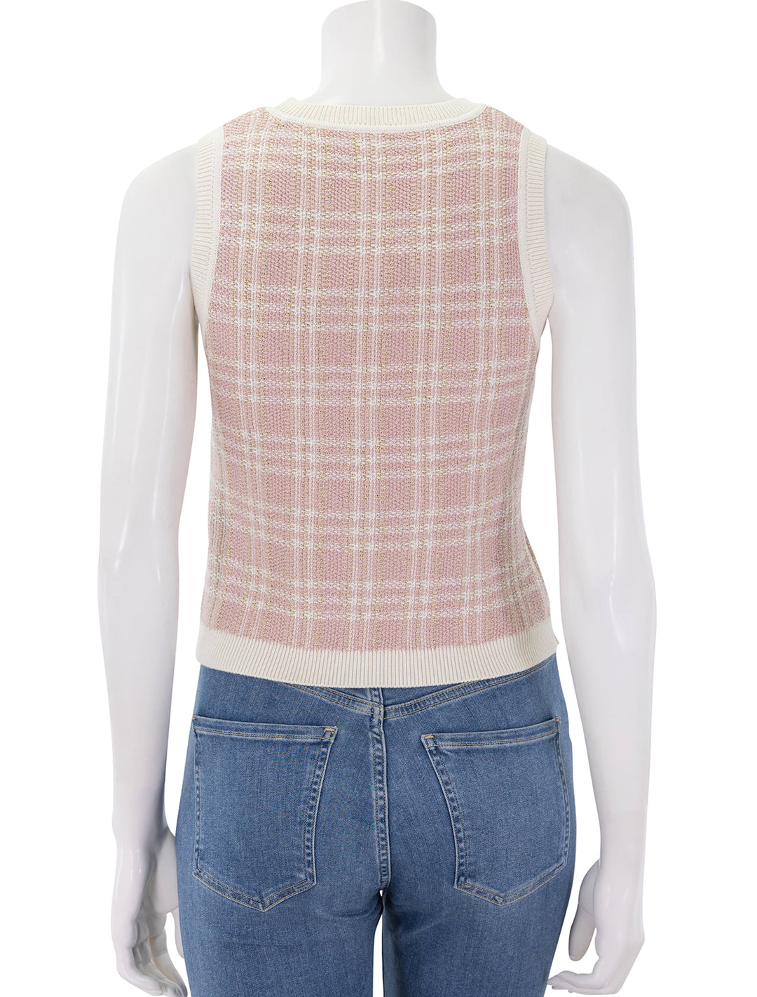 cropped jerrel knit tank in off white and pink clay