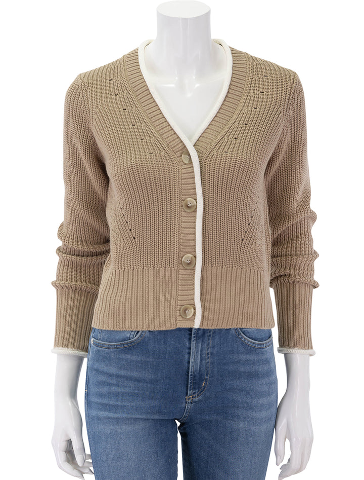 beatrice cardigan in stone khaki