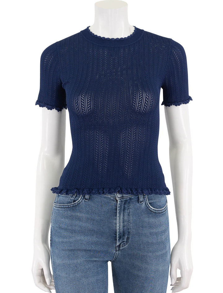 abbie knit short sleeve tee in navy