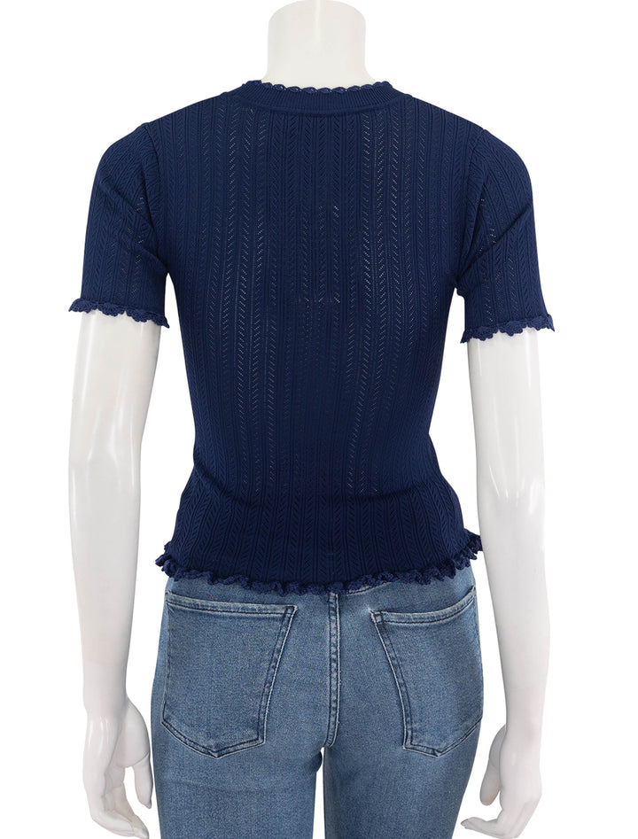 abbie knit short sleeve tee in navy