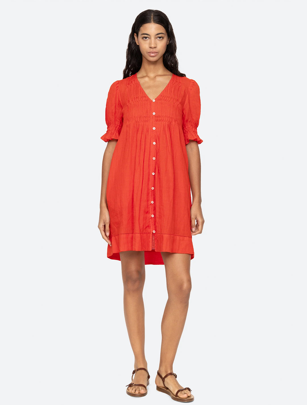 zora pintuck dress in chili